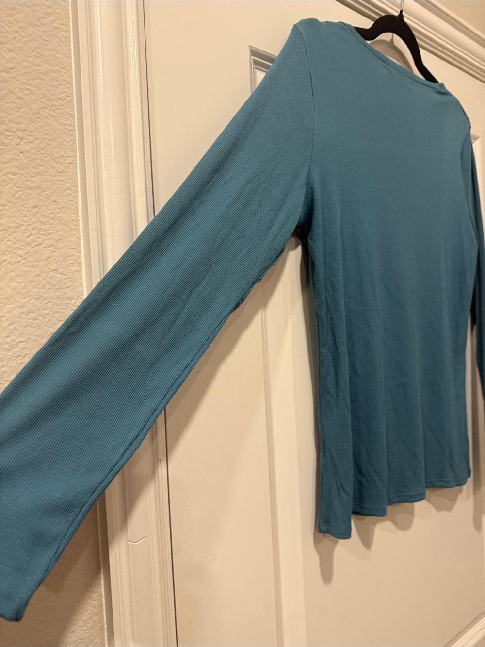 Aleeza Paris Essential Long-Sleeve Ribbed Shirt in Slate Blue Size 1X NWT - Picture 3 of 6